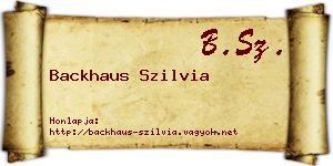 Backhaus Szilvia névjegykártya